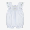 BEATRICE & GEORGE BABY GIRLS BLUE HAND-SMOCKED COTTON SHORTIE