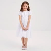 CHILDRENSALON OCCASIONS GIRLS WHITE SATIN & LACE DRESS