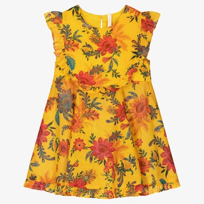 Zimmermann Kids' 花卉印花无袖连衣裙 In Yellow