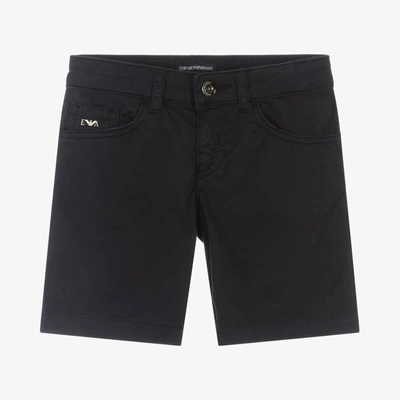 EMPORIO ARMANI BOYS NAVY BLUE COTTON SHORTS