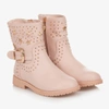 ANGEL'S FACE GIRLS PINK & GOLD STUDDED FAUX LEATHER BOOTS