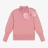 ANGEL'S FACE GIRLS PINK COTTON KNIT BOW SWEATER