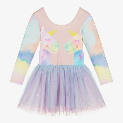 Stella Mccartney Kids' Printed Tulle And Jersey Dress In Pink