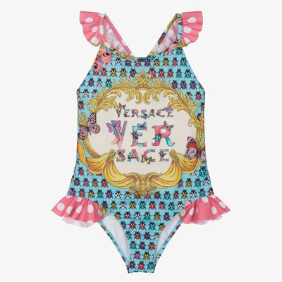 Versace Kids' Printed One Piece Swimsuit In Multicolor