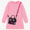 MARC JACOBS MARC JACOBS GIRLS PINK PATCHES TOTE BAG SWEATSHIRT DRESS