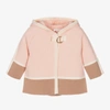 CHLOÉ GIRLS PINK KNITTED COTTON & WOOL COAT