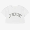 GIVENCHY GIRLS WHITE CROPPED COTTON T-SHIRT