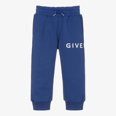 Givenchy Kids' Logo印花抓绒运动裤 In Blue