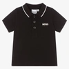Hugo Boss Boss Boys Black Cotton Logo Polo Shirt In Black
