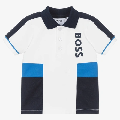 Hugo Boss Boss Baby Boys White & Blue Polo Shirt