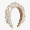 SIENNA LIKES TO PARTY SIENNA LIKES TO PARTY GIRLS IVORY & PINK PADDED PEARL HAIRBAND