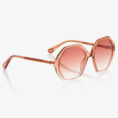 Chloé Hexagonal-frame Gradient Sunglasses In Orange
