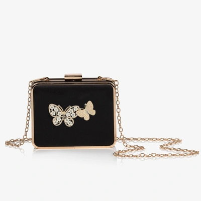 David Charles Girls Black Crystal Butterfly Bag (12cm)