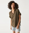 Michael Stars Gigi Gauze Popover Top In Dolma
