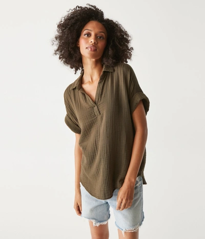 Michael Stars Gigi Gauze Popover Top In Dolma