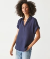 Michael Stars Gigi Gauze Popover Top In Admiral