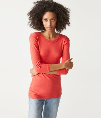Michael Stars Dora Shine 3/4 Sleeve Tee In Pomodoro