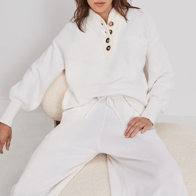 Lunya Cozy Cotton Silk Pocket Henley In Sincere White