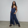 Lunya Washable Silk Elastic Strap Jumpsuit In Deep Blue