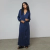 Lunya Washable Silk Long Robe In Deep Blue