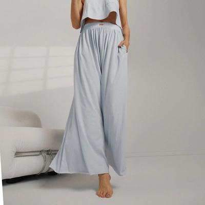 Lunya Organic Pima Wide Leg Pant In Tranquil Blue