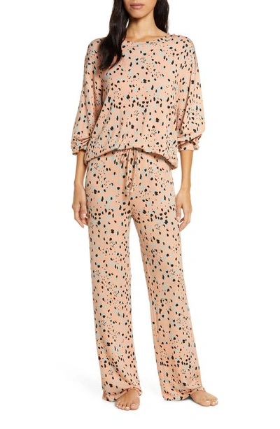 Honeydew Intimates Play It Cool Pajamas In Stone Leopard