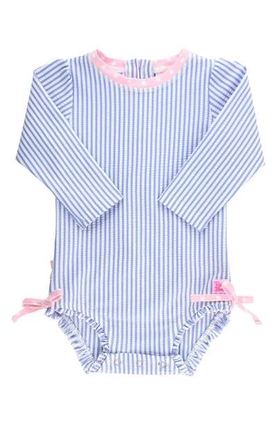 Rufflebutts Babies' Seersucker One-piece Rashguard Swimsuit In Blue