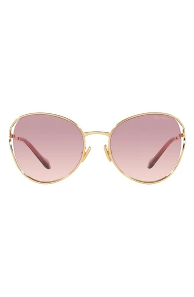 Miu Miu Round-frame Gradient-lenses Sunglasses In Gold/ Rose