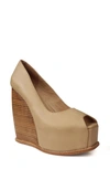 Zigi Milluh Peep Toe Platform Wedge Sandal In Nude Leather