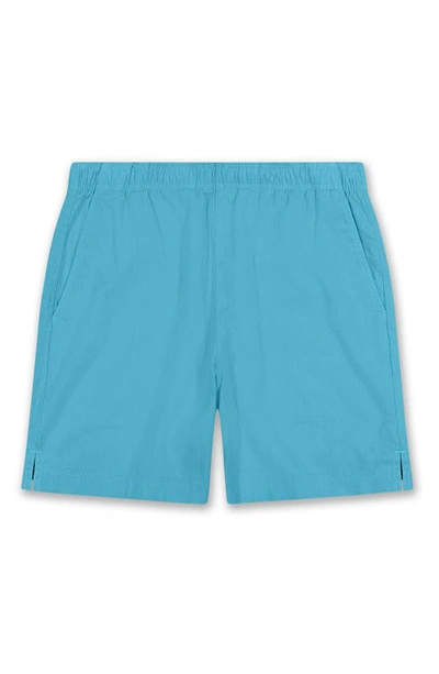 Goodlife Essential Slim Fit Linen & Cotton Shorts In Neon Blue