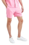 Goodlife Essential Slim Fit Linen & Cotton Shorts In Neon Pink