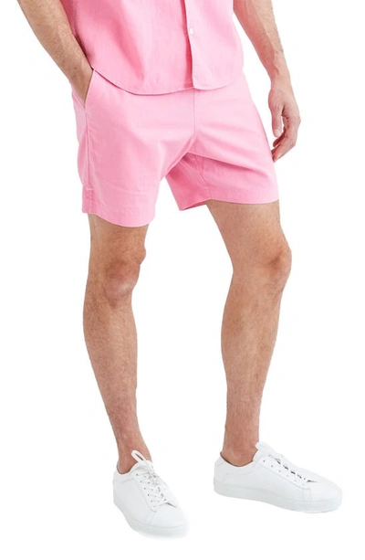 Goodlife Essential Slim Fit Linen & Cotton Shorts In Neon Pink