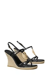 Tory Burch Capri Miller Medallion Wedge Espadrilles In Black