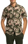 Good Man Brand Big On-point Short Sleeve Stretch Organic Cotton Button-up Shirt In Kombu Green Tapestry Floral