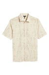 Good Man Brand Big On-point Short Sleeve Stretch Organic Cotton Button-up Shirt In Natural Textured Lines