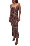 Good American Satin Leopard Print Maxi Dress In Good Leopard003