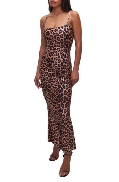 Good American Satin Leopard Print Maxi Dress In Good Leopard003
