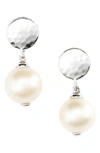 John Hardy Hammered Dot Pearl Drop Earrings In White