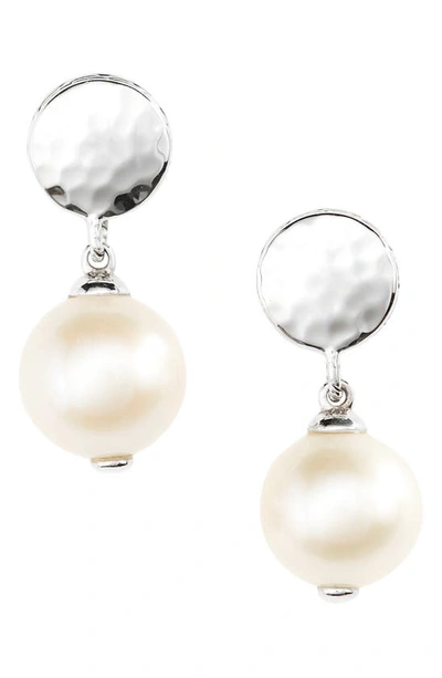 John Hardy Hammered Dot Pearl Drop Earrings In White