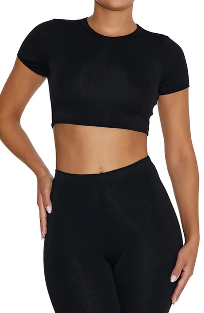 Naked Wardrobe Crewneck Short Sleeve Top In Black