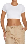 Naked Wardrobe Crewneck Short Sleeve Top In White