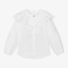 CHLOÉ GIRLS IVORY ORGANIC COTTON RUFFLE BLOUSE