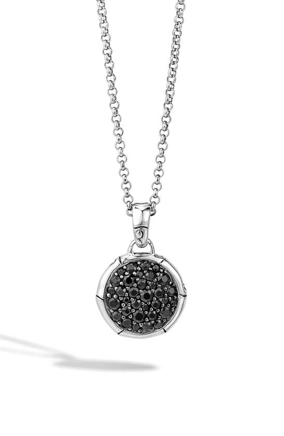 John Hardy Bamboo Sterling Silver Round Black Sapphire Pendant Necklace - Nbs54381blsx18 In Black
