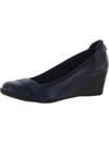 Anne Klein Timeout 2 Womens Slip-on Criss-cross Wedge Heels In Blue