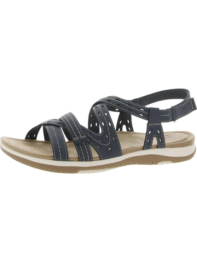 Earth Origins Sass 3 Womens Faux Leather Casual Strappy Sandals In Blue