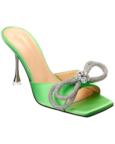 Mach & Mach Bow Detail Satin Heel Mules In Green