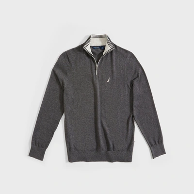 Nautica Mens Big & Tall Navtech Quarter-zip Sweater In Grey