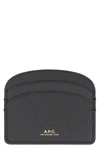 Apc A.p.c. Demi Lune Leather Card Holder In Black
