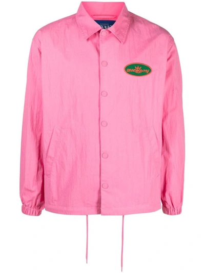 Awake Ny King Logo Twill Coaches Jacket In Pink