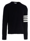 Thom Browne Classic Cashmere Crewneck Sweater In Blue